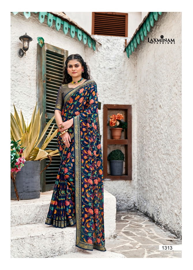 Laxminam Manjari New Festive Wear Designer Chiffon Brasso Saree Collection